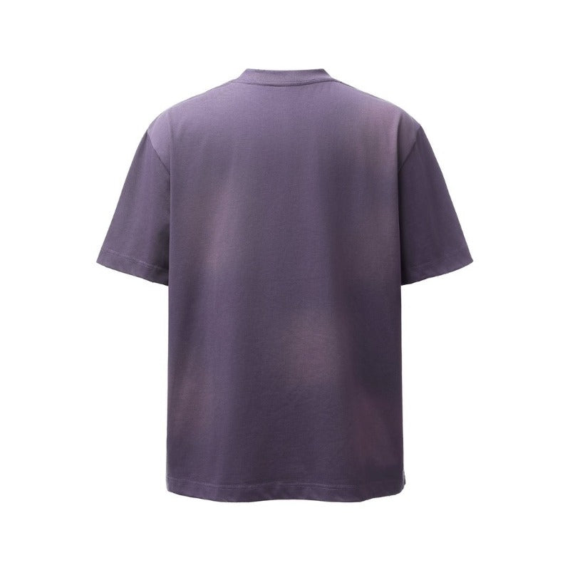 Men's t-shirt - american retro heavyweight double yarn garment-dyed print design, men's high street oversized short sleeve tee