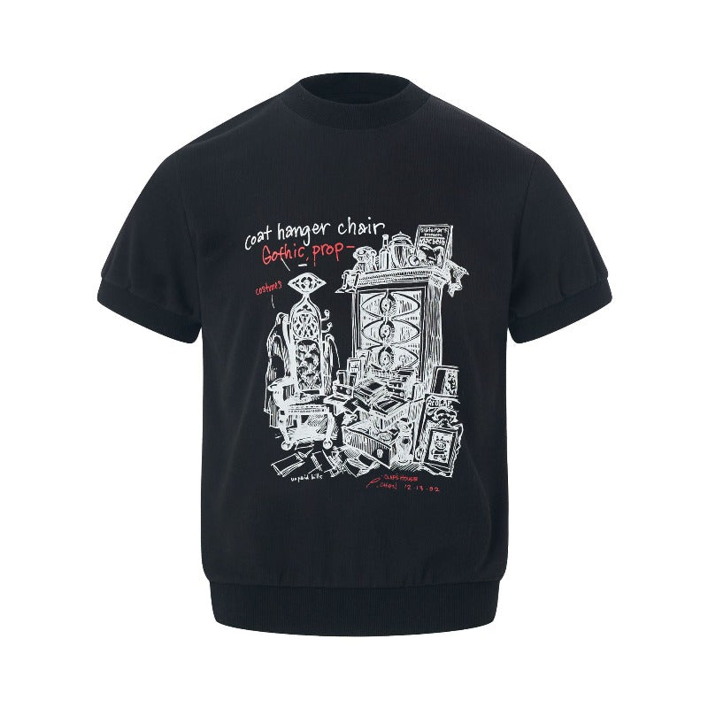 Men's t-shirt - american retro unisex style with snake bone print design, men's high street slim fit short sleeve tee