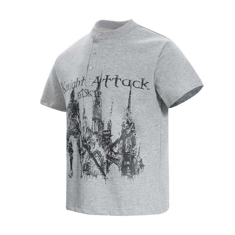 Men's t-shirt - american retro unisex air layer abstract pattern design - men's high street slim fit short sleeve tee