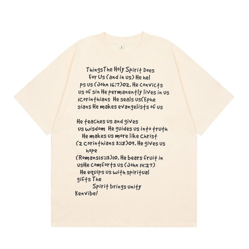 Men's t-shirt - american retro streetwear, unisex letter print graphic, short sleeve design, high street loose fit short sleeve tee