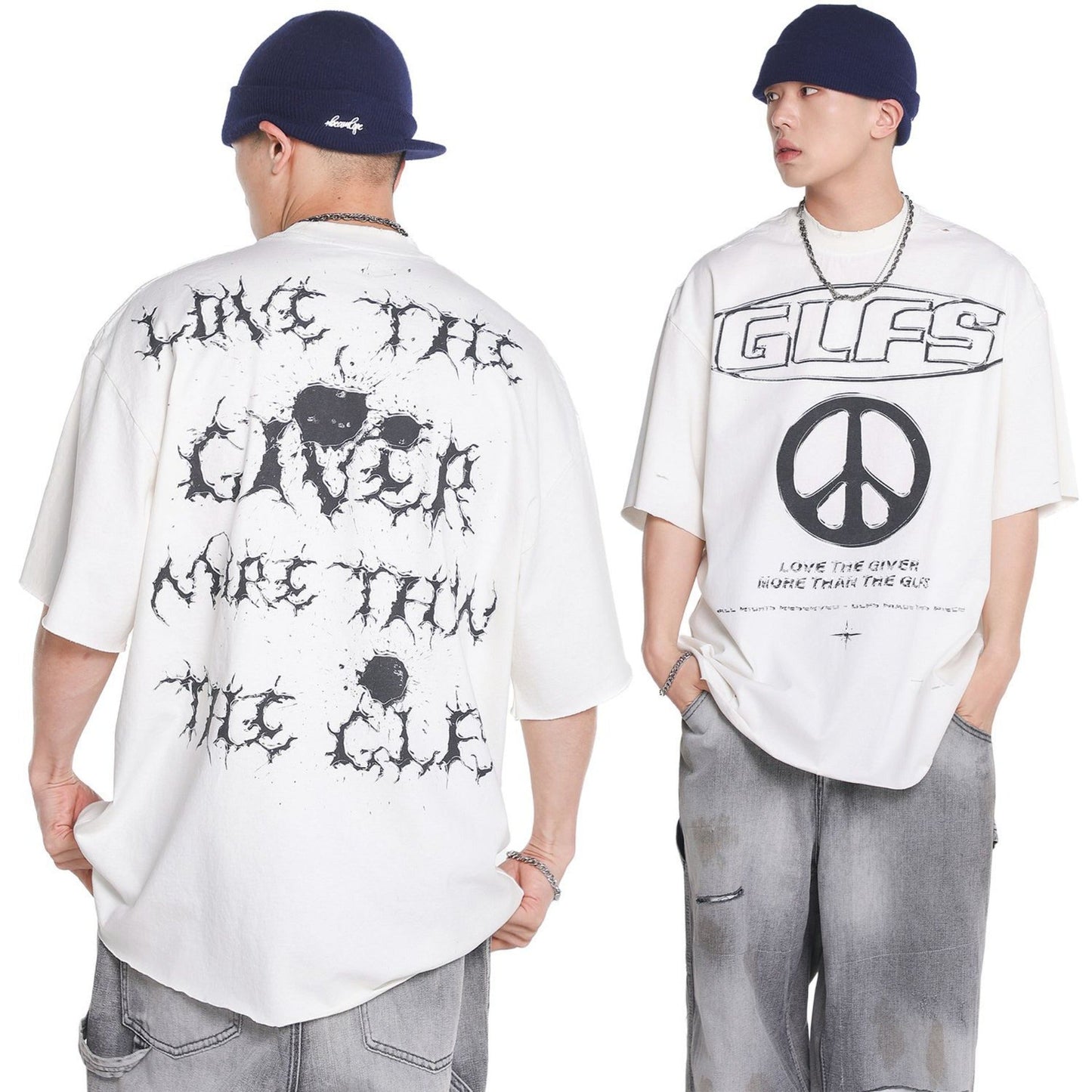 Unisex T-shirts Summer Letter Map Men's Loose Short Sleeve T-Shirt