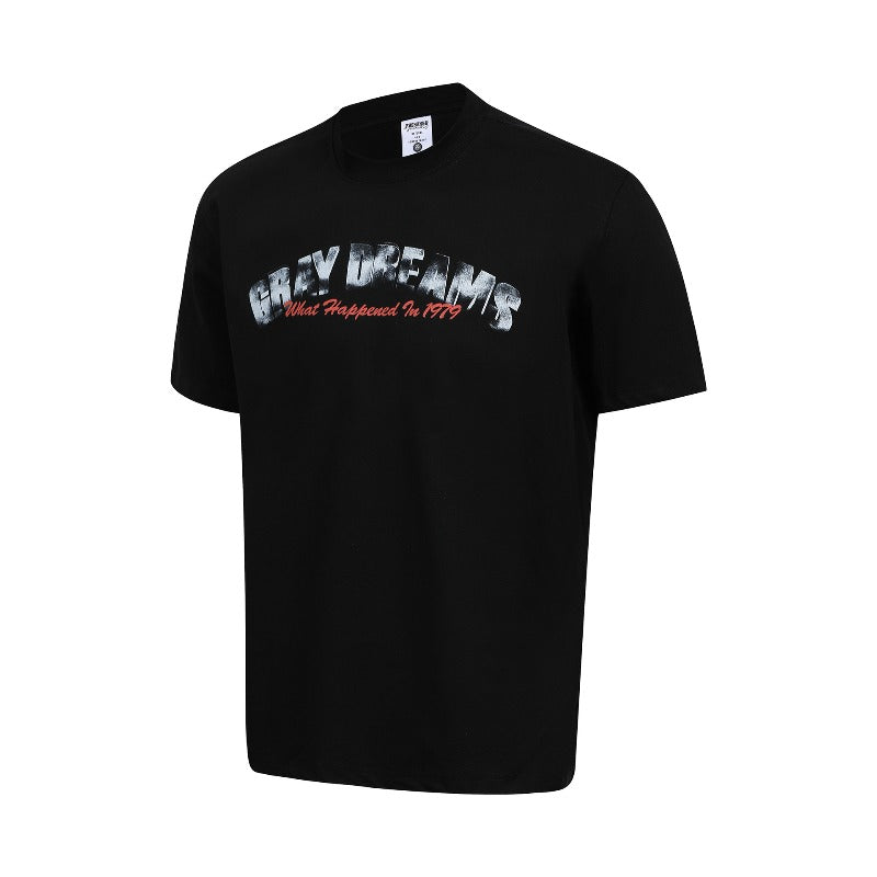 Men's t-shirt - american retro couple style streetwear d letter print design - men's crew neck slim fit short sleeve t-shirt