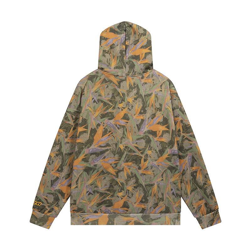 Drew house hoodie early spring d@ew smiley letter plant leaf pattern pullover hooded sweatshirt