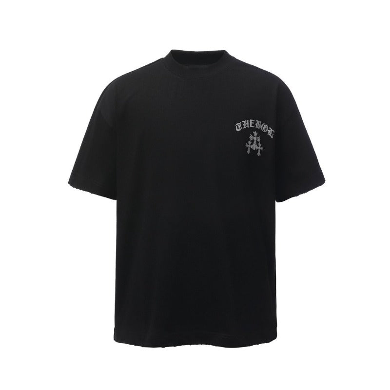 Men's t-shirt - american retro heavyweight double yarn gothic letter print design - men's high street oversized short sleeve tee