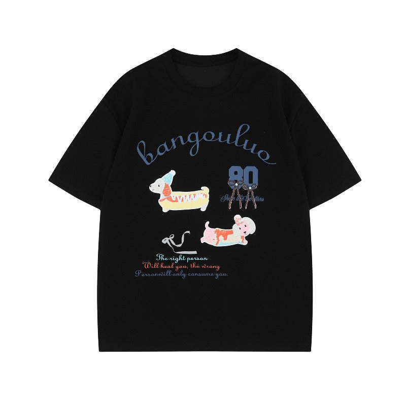 Men's t-shirt - american streetwear style, summer unisex, premium retro cartoon design, men's loose fit short sleeve tee