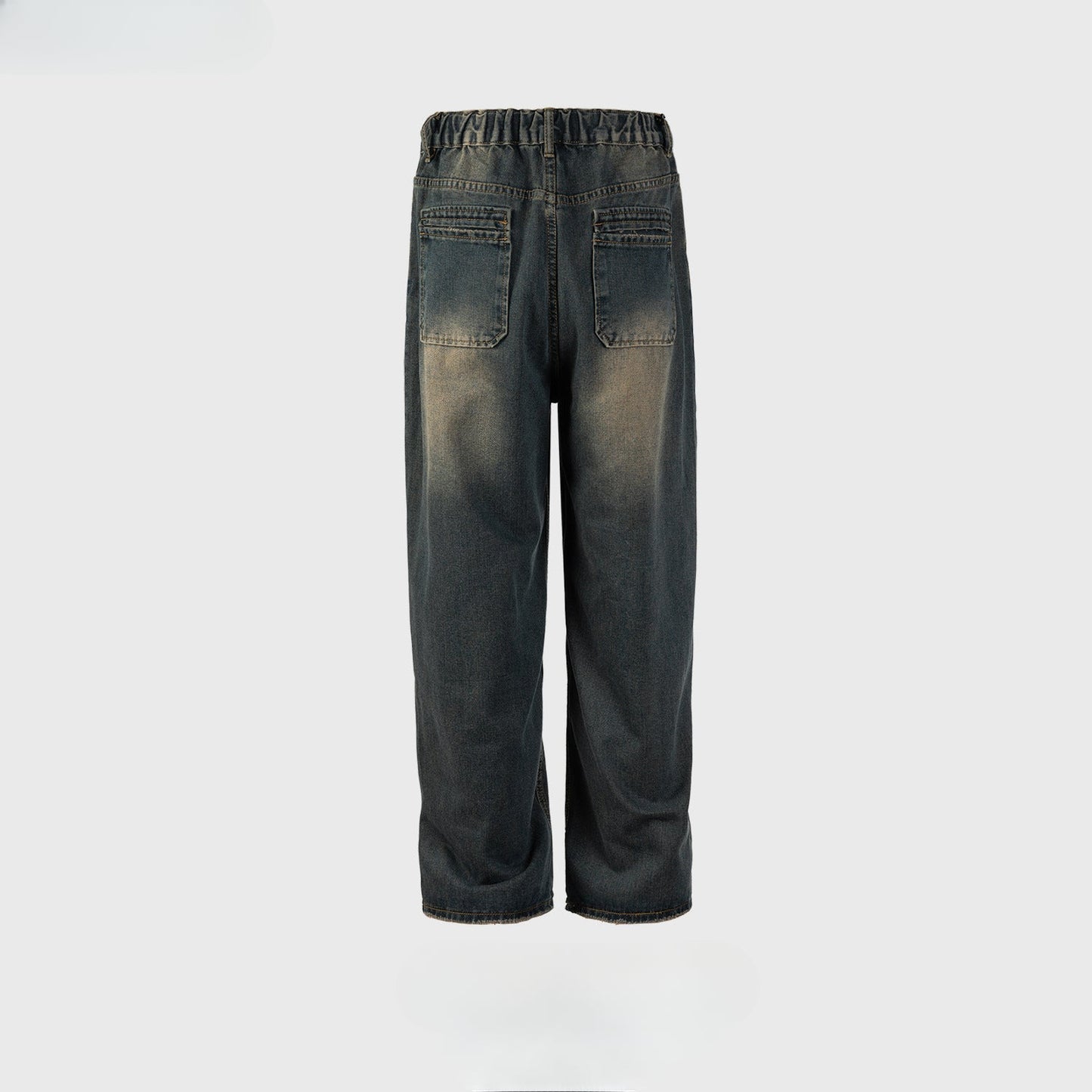 MIJKO Men Vintage Pants MIJKO retro washing water old trousers men's and women's straight jeans