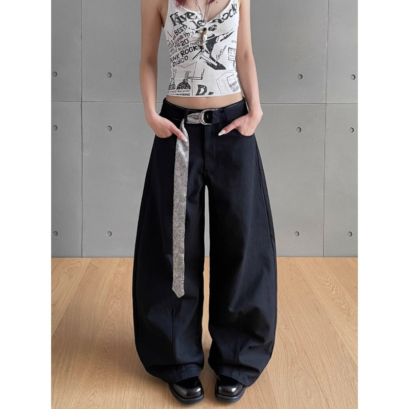Women's jeans snake belt women's solid color trousers