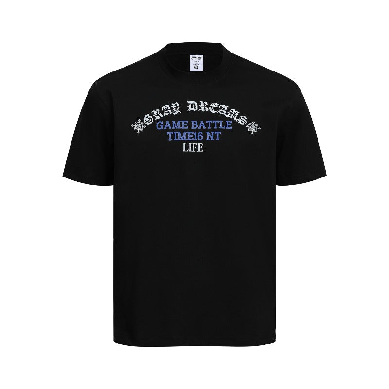 Men's t-shirt - american high street retro couple style streetwear gothic letter design crew neck slim fit short sleeve t-shirt