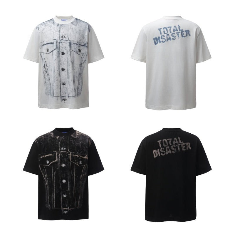 Men's t-shirt: american retro heavyweight double yarn high-quality creative print design, men's crew neck loose fit short sleeve t-shirt