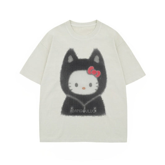 Men's t-shirt - american style, unisex, summer streetwear, fun cartoon, minimalist design, loose fit, crew neck, short sleeve t-shirt for men