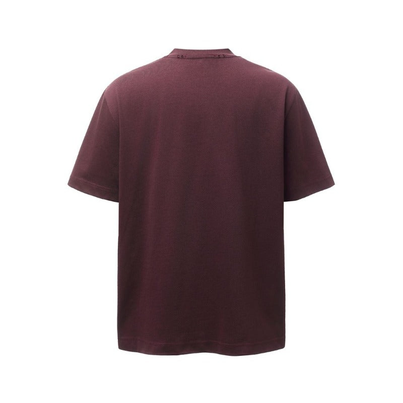 Men's t-shirt - american retro heavyweight double yarn letter patch print design - men's high street oversized short sleeve tee