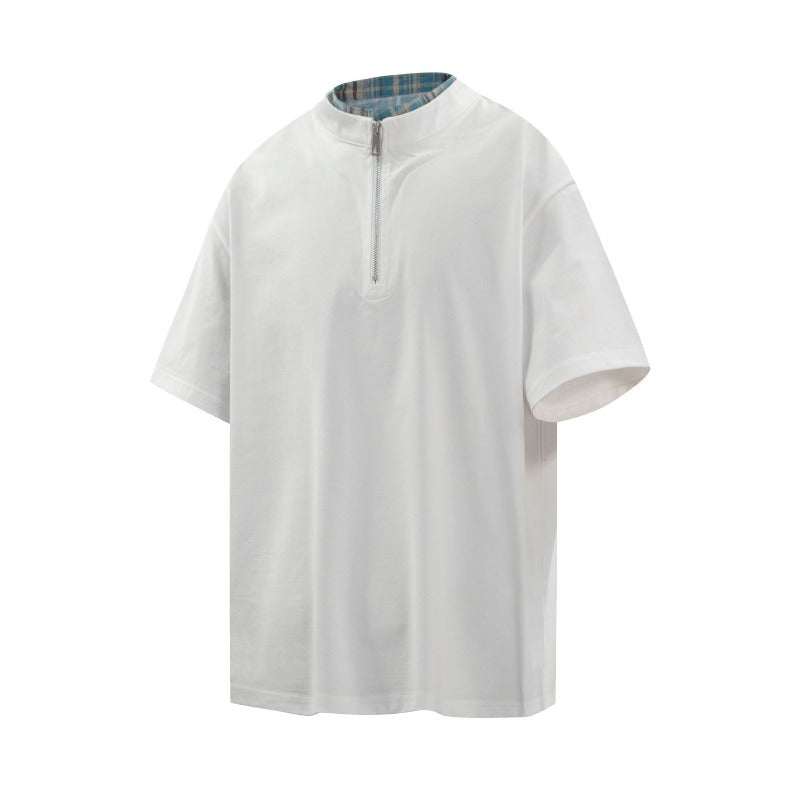 Men's t-shirt - american streetwear retro faux two-piece design, relaxed fit, premium quality, cool-touch short sleeve tee