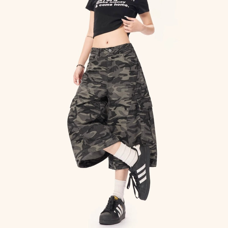 Women's jeans women's summer loose camouflage capris