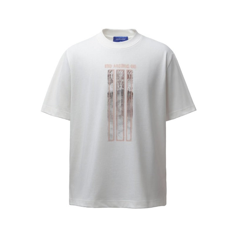 Men's t-shirt - american retro heavyweight double yarn high-quality streetwear graphic print high street men's loose fit short sleeve tee