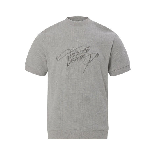 Men's t-shirt - vintage unisex style, textured micro-stretch fabric, solid color design, men's high street slim fit short sleeve tee