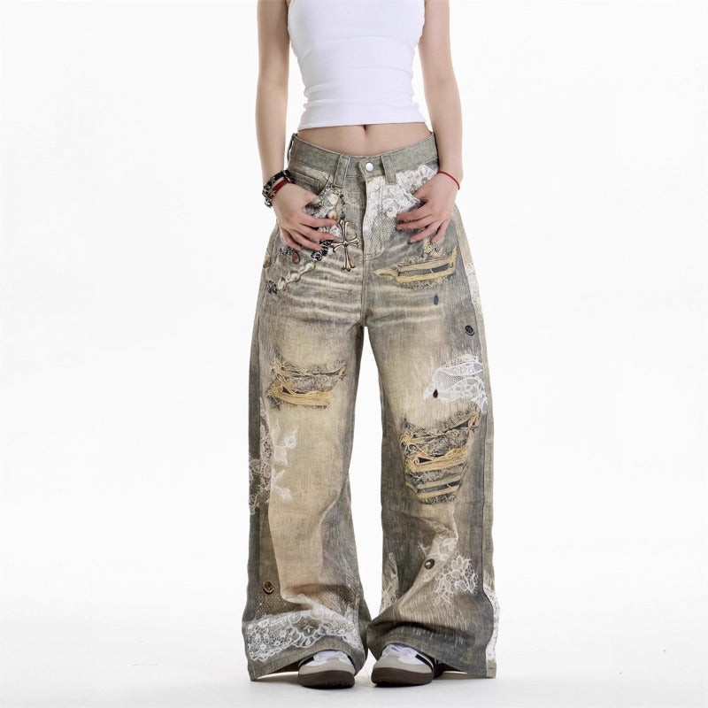 Women Jeans Retro Women Straight Loose