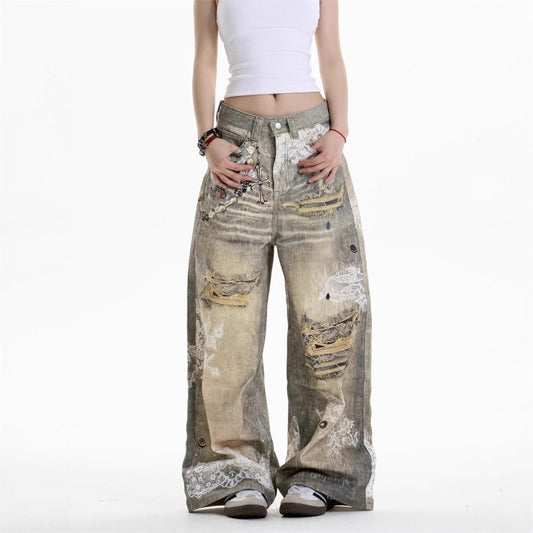 Women Jeans Retro Women Straight Loose
