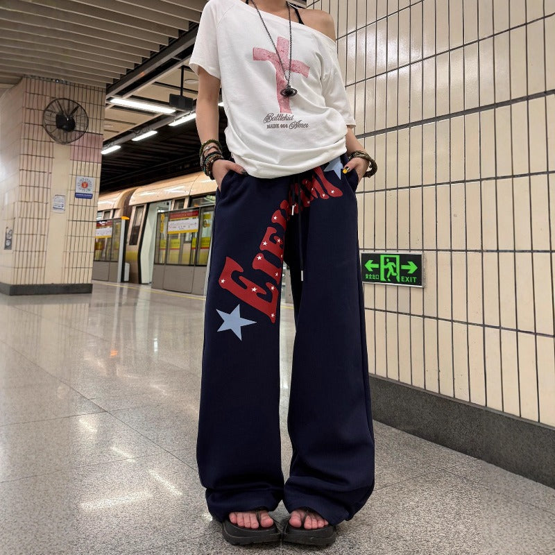 Women's Jeans Retro Double Waist Elastic Waist Sweatpants Women