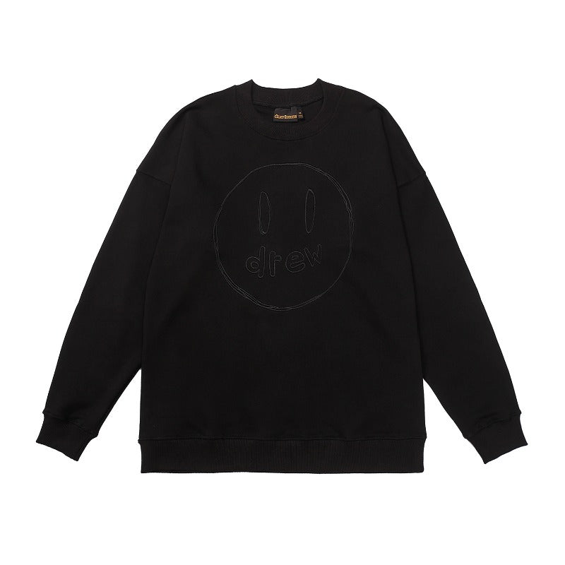 Drew house hoodie autumn winter d@ew sketch smiley face embroider round neck sweatshirt
