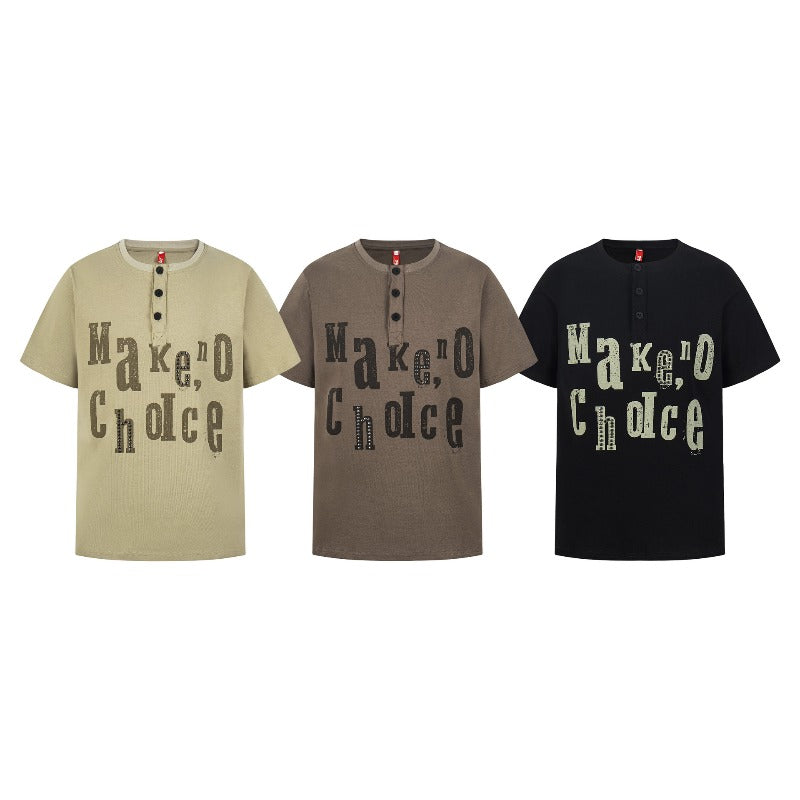 Men's t-shirt - american retro street style, unisex print graphic, faux two-piece design, high street fit, short sleeve tee