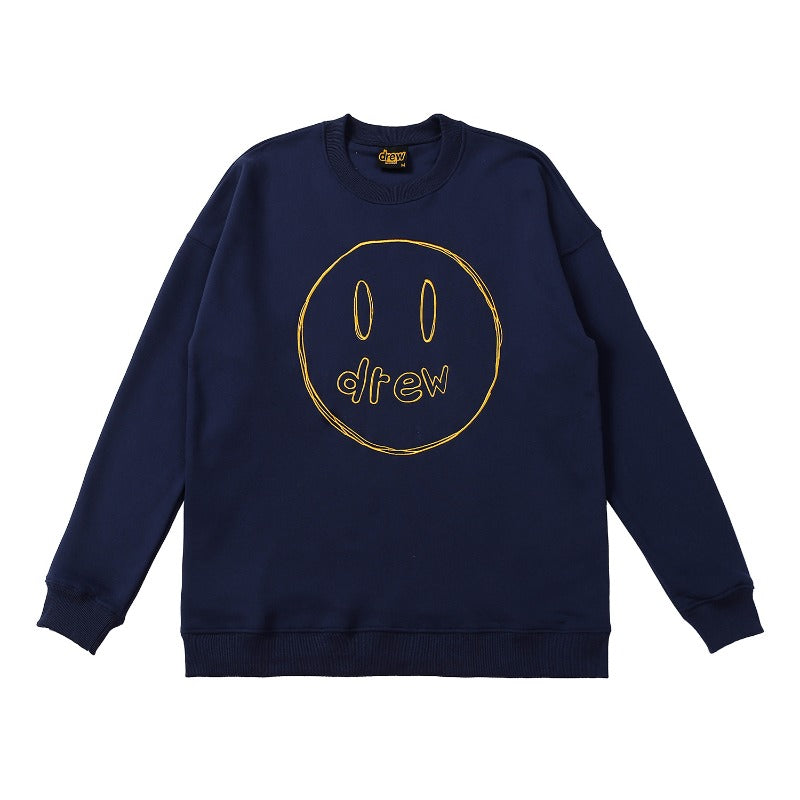 Drew house hoodie autumn winter d@ew sketch smiley face embroider round neck sweatshirt