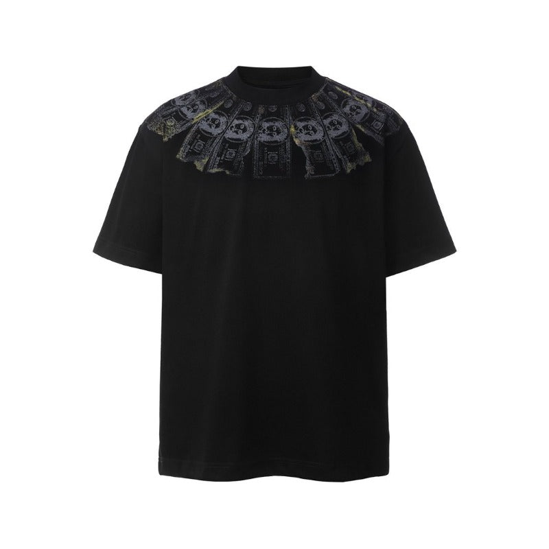 Men's t-shirt - american retro heavyweight double yarn creative banknote print design - men's high street loose fit short sleeve tee