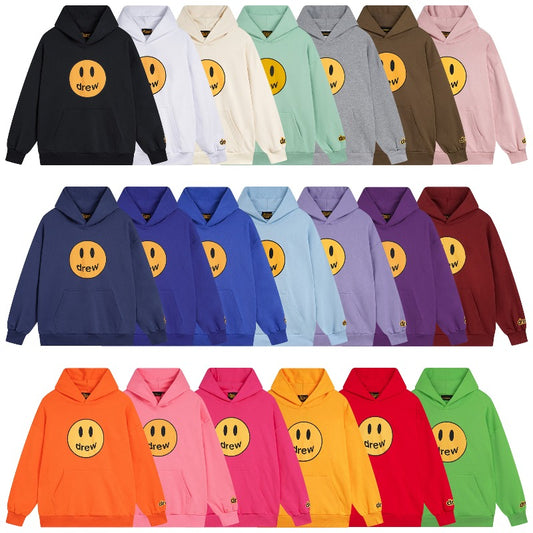 Drew house hoodie fall and winter d@ew classic smiley letter printing terry hooded sweatshirt