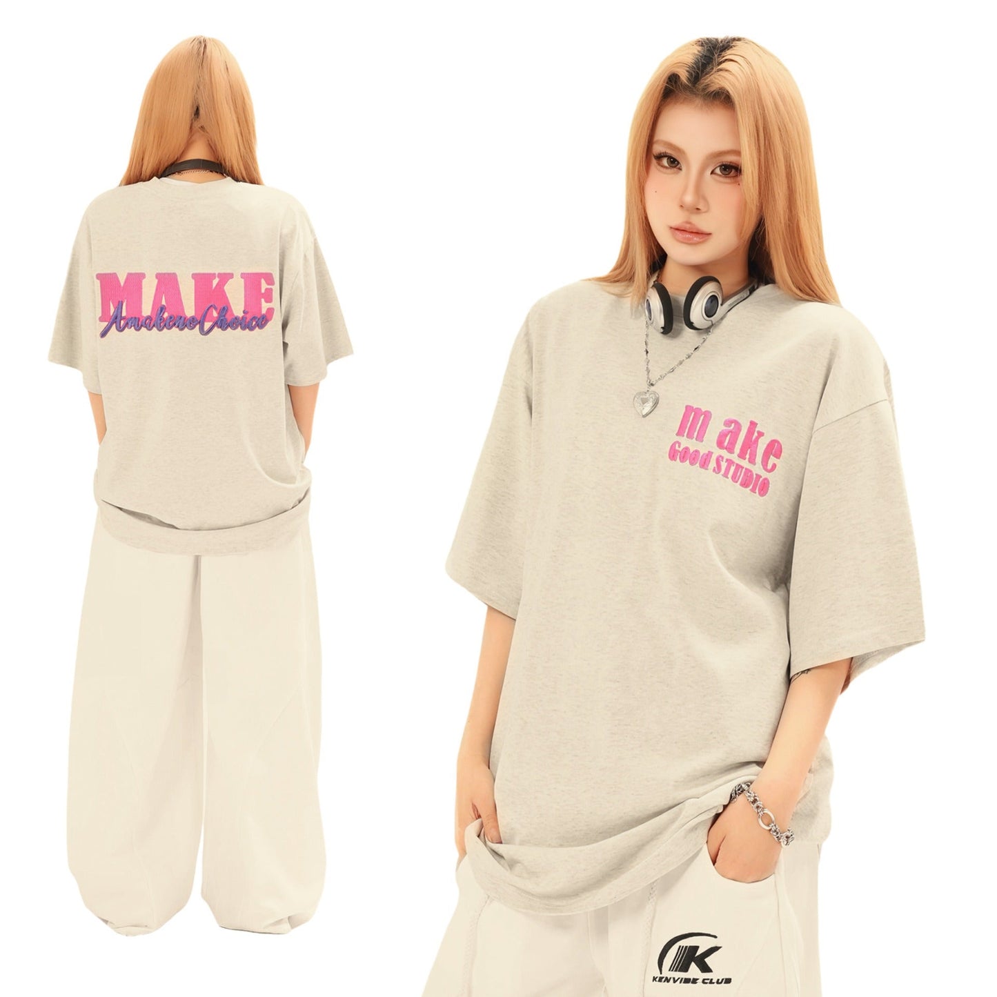 Unisex T-shirts Street Vintage Alphabet Pattern Men's Loose Short Sleeve T-Shirt