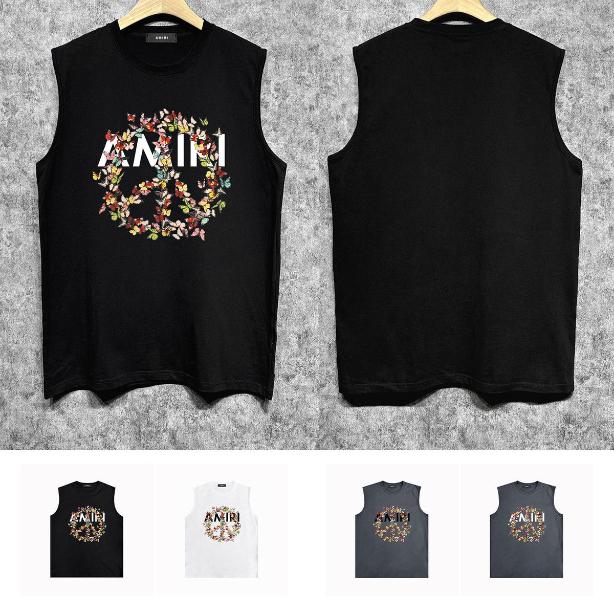 Amiri tank top colorful butterfly garland printing