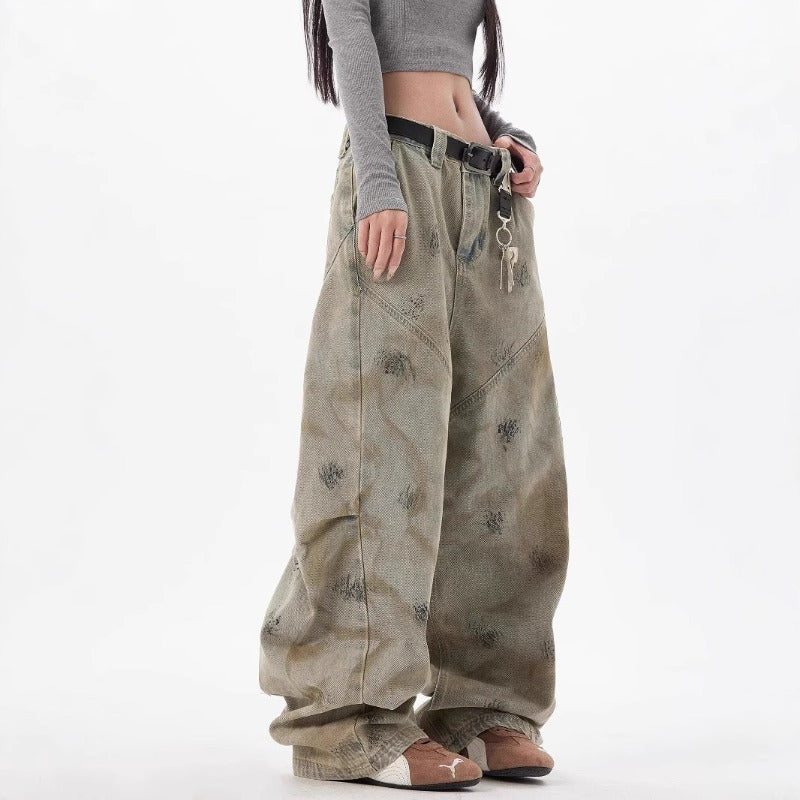 Women jeans wasteland spring and autumn wide-leg pants