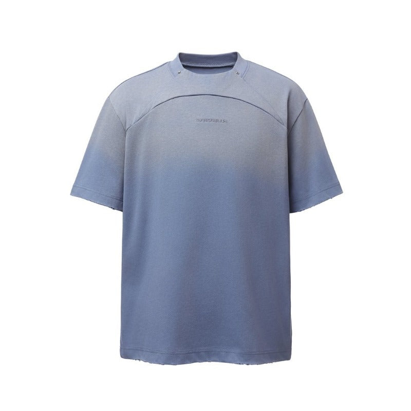 Men's t-shirt: american retro heavyweight double yarn embroidered logo deconstructed design high street oversized short sleeve tee