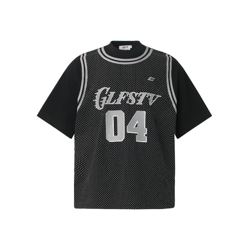 Men's t-shirt - american retro couple style, premium high street basketball jersey print design, men's loose fit crew neck short sleeve t-shirt