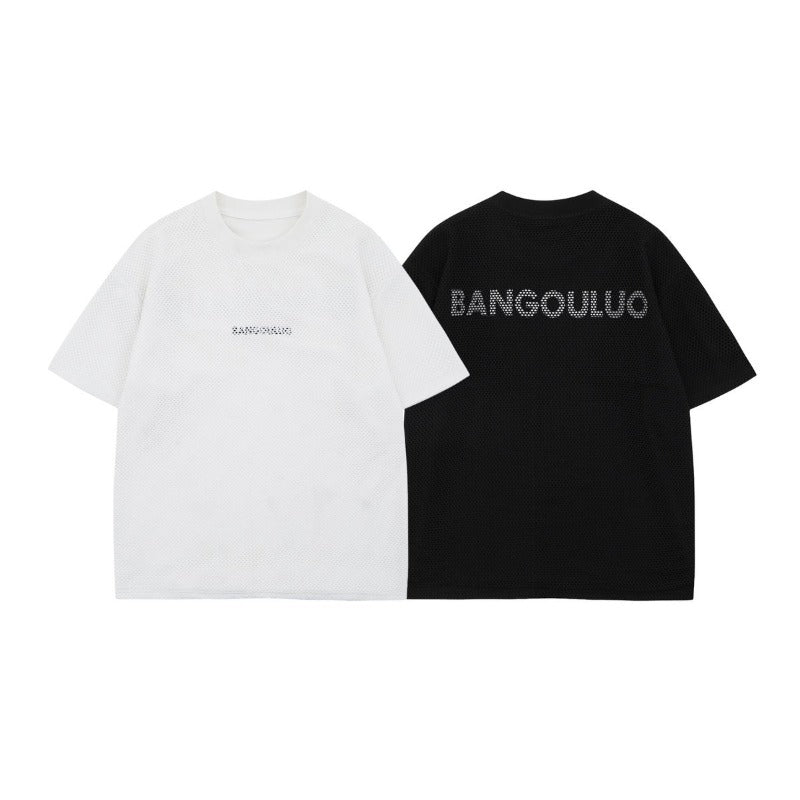 Men's t-shirt - american style, unisex, summer streetwear, cutout detail, premium logo graphic design, relaxed fit, crew neck, short sleeve