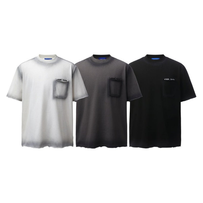 Men's t-shirt: american retro heavyweight double yarn high-quality high-street spray paint embroidery design, men's loose fit short sleeve tee