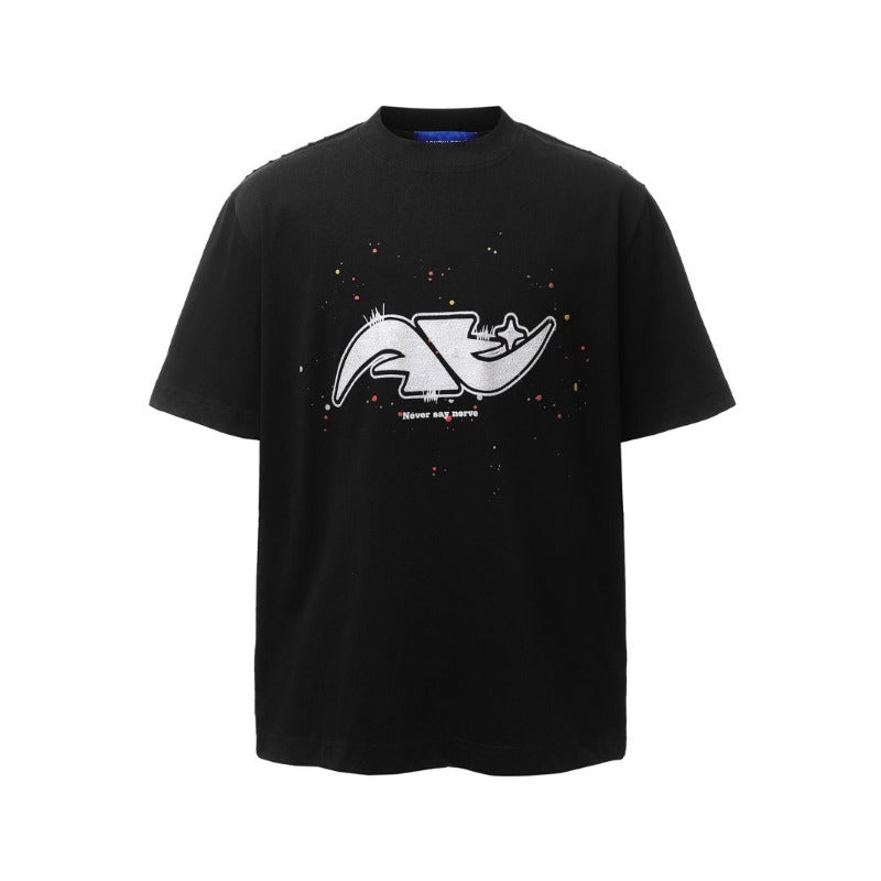 Men's t-shirt - american retro heavyweight double yarn creative graphic print design - men's high street loose fit short sleeve tee
