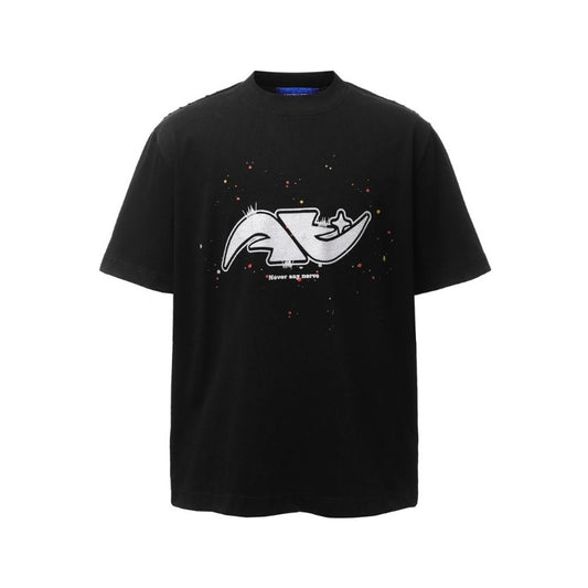 Men's t-shirt - american retro heavyweight double yarn creative graphic print design - men's high street loose fit short sleeve tee