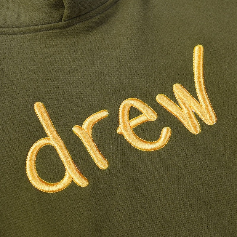 Drew house hoodie fall and winter d@ew gold thread embroider thick letterfleece-lined hooded sweatshirt