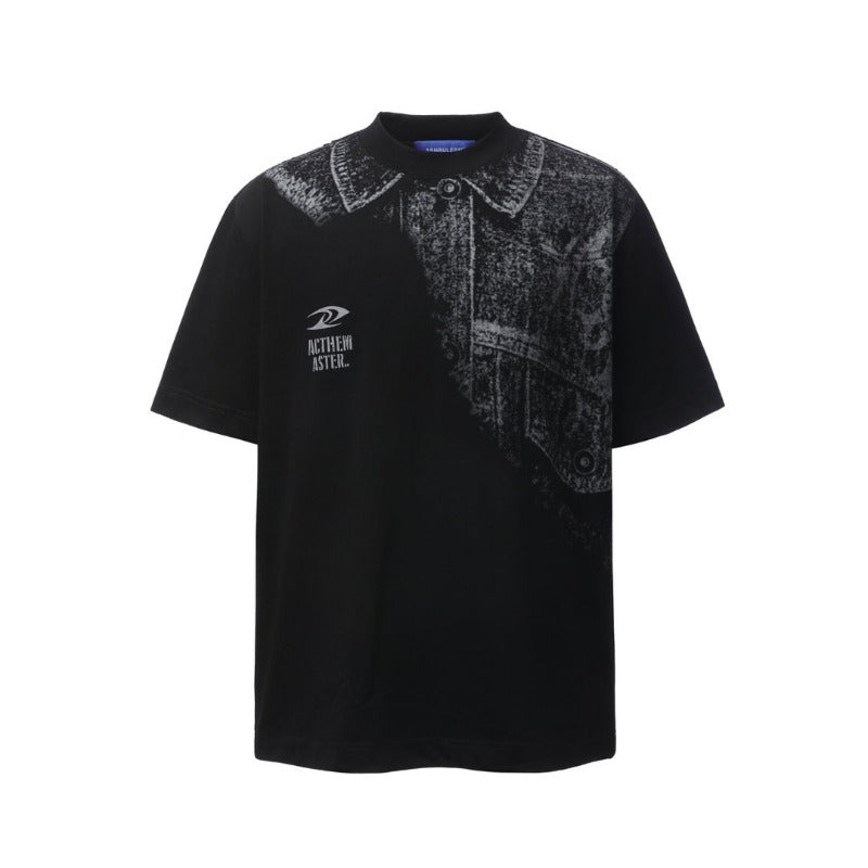 Men's t-shirt: american retro heavyweight double yarn high-quality creative print design, men's crew neck loose fit short sleeve t-shirt