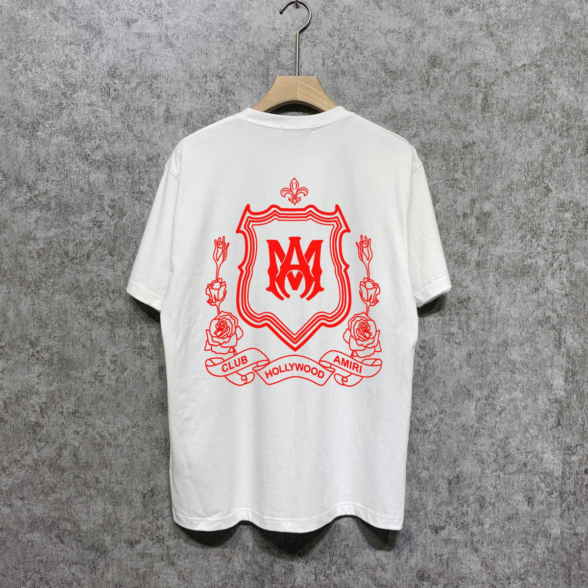 Amiri t shirts flower shield printing short sleeve
