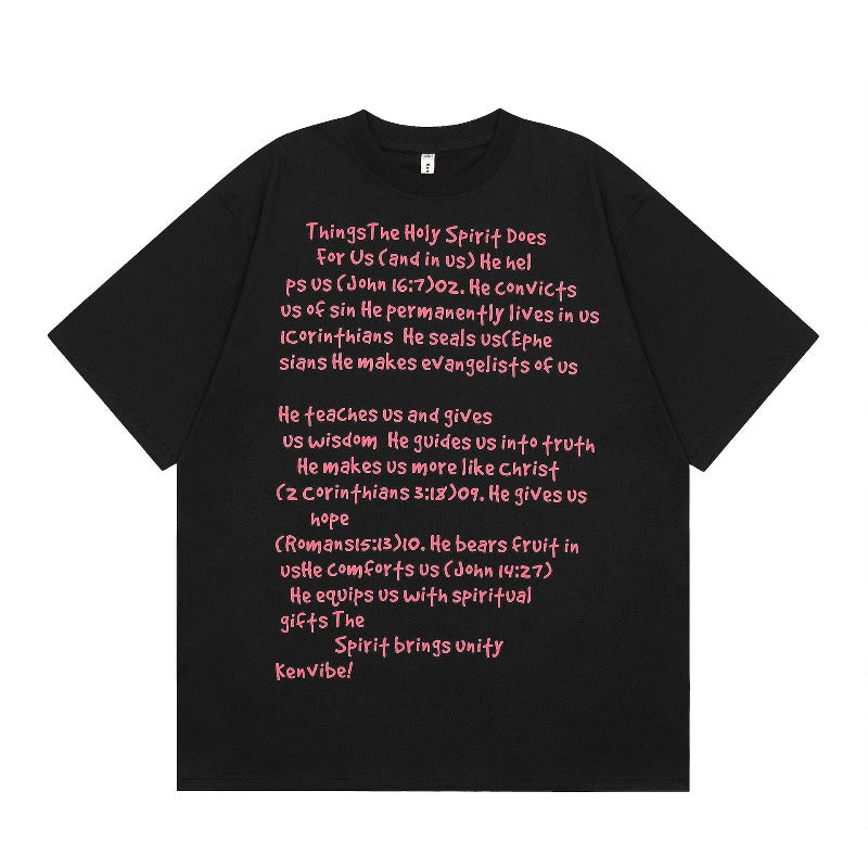 Men's t-shirt - american retro streetwear, unisex letter print graphic, short sleeve design, high street loose fit short sleeve tee
