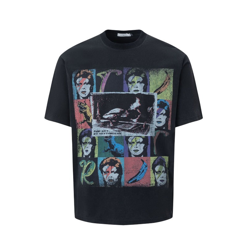 Men's t-shirt - american street style summer unisex graphic tee - painted character design - men's relaxed fit premium short sleeve t-shirt