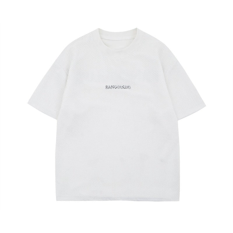 Men's t-shirt - american style, unisex, summer streetwear, cutout detail, premium logo graphic design, relaxed fit, crew neck, short sleeve