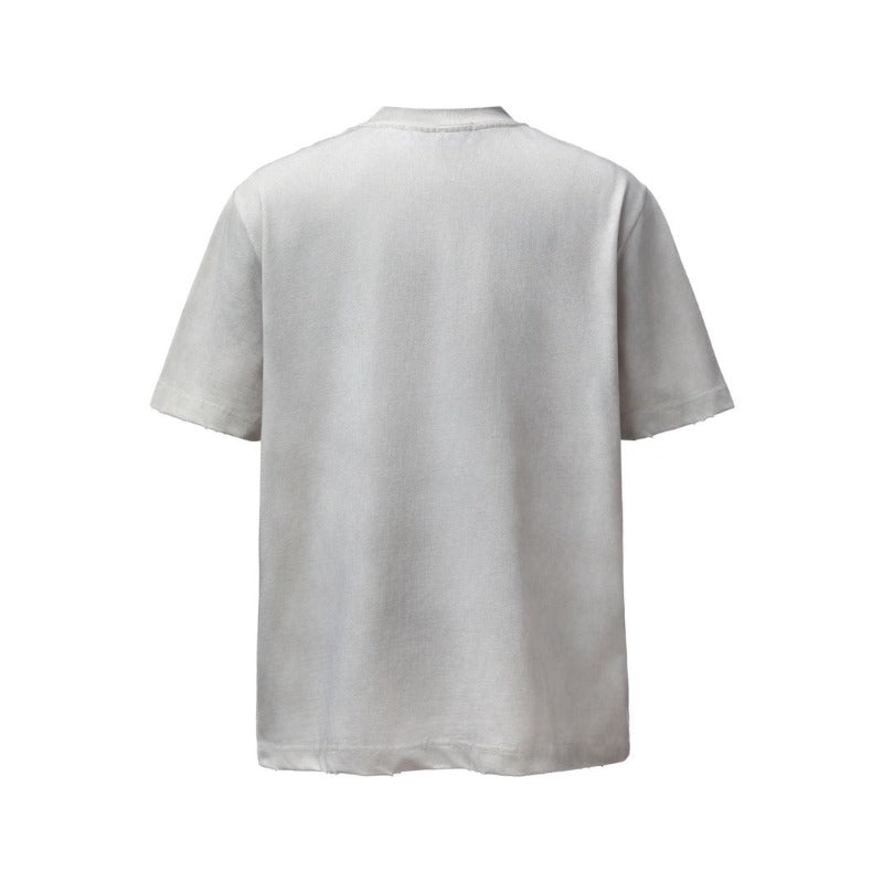 Men's t-shirt: american retro heavyweight double yarn high-quality spray-dyed appliqué embroidery design, men's loose-fit short-sleeve t-shirt