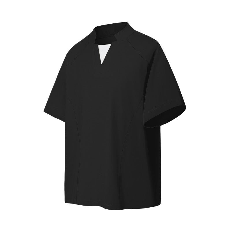 Men's t-shirt: american summer, unisex, premium feel, faux two-piece, retro deconstructed design, high-end short sleeve tee