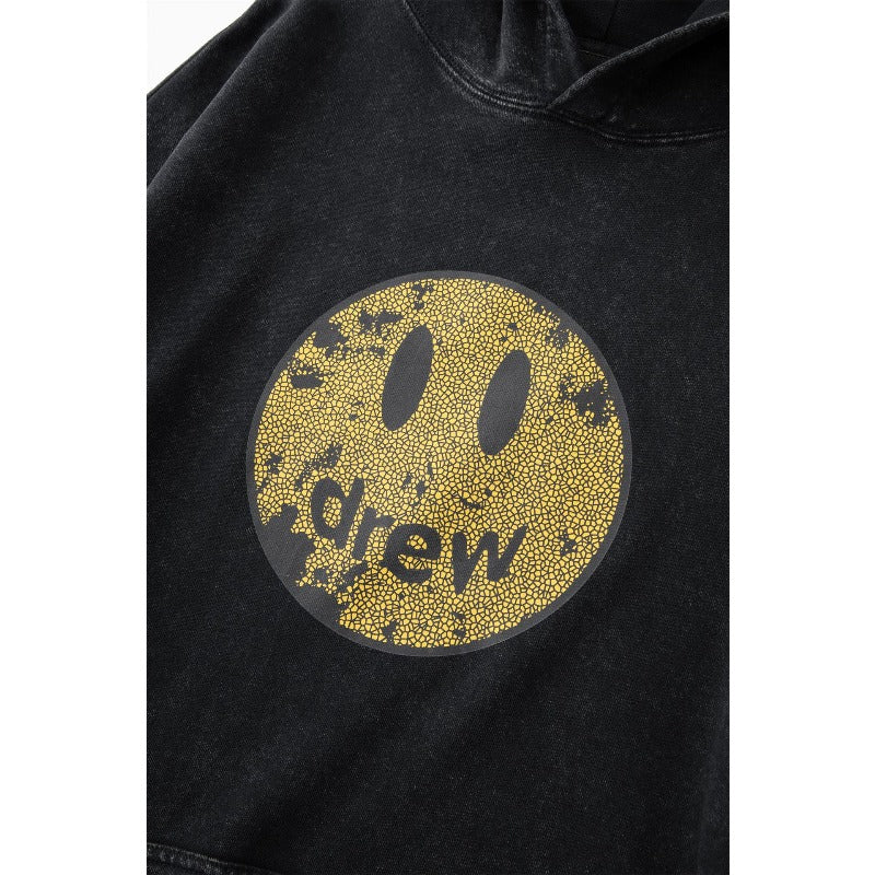 Drew house hoodie fall and winter d@ew smiley face pattern washed distressed round neck pullover sweatshirt