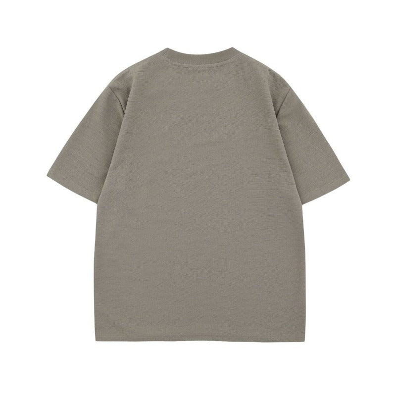 Men's t-shirt - american neutral summer streetwear, old money style, high-end design, textured, relaxed fit, crew neck short sleeve tee