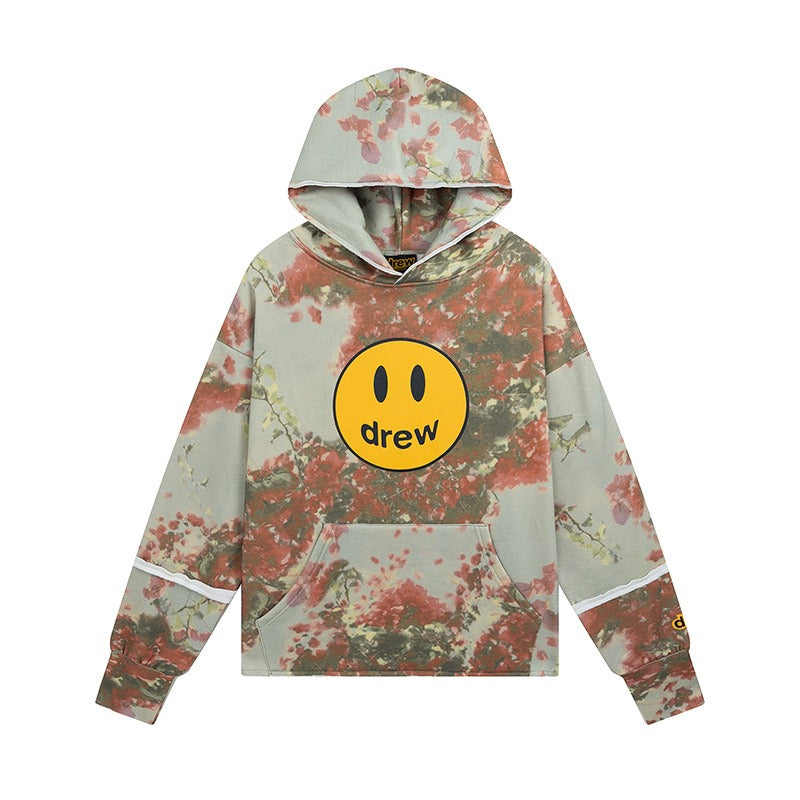 Drew house hoodie early spring d@ew leaf florals smiley pullover hooded sweatshirt