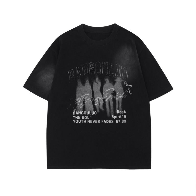 Men t shirt american neutral style summer street trendy classy touching shadow abstract design loose men's round neck short-sleeved t
