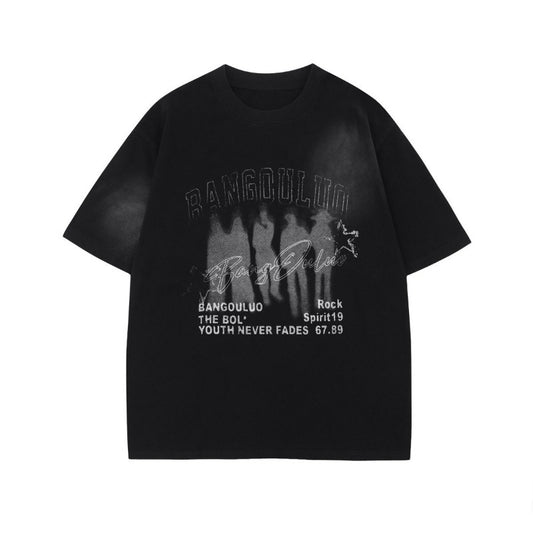Men t shirt american neutral style summer street trendy classy touching shadow abstract design loose men's round neck short-sleeved t