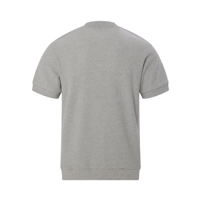 Men's t-shirt - vintage unisex style, textured micro-stretch fabric, solid color design, men's high street slim fit short sleeve tee